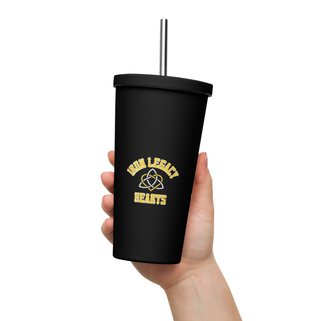 ILMC Hearts Insulated tumbler with a straw